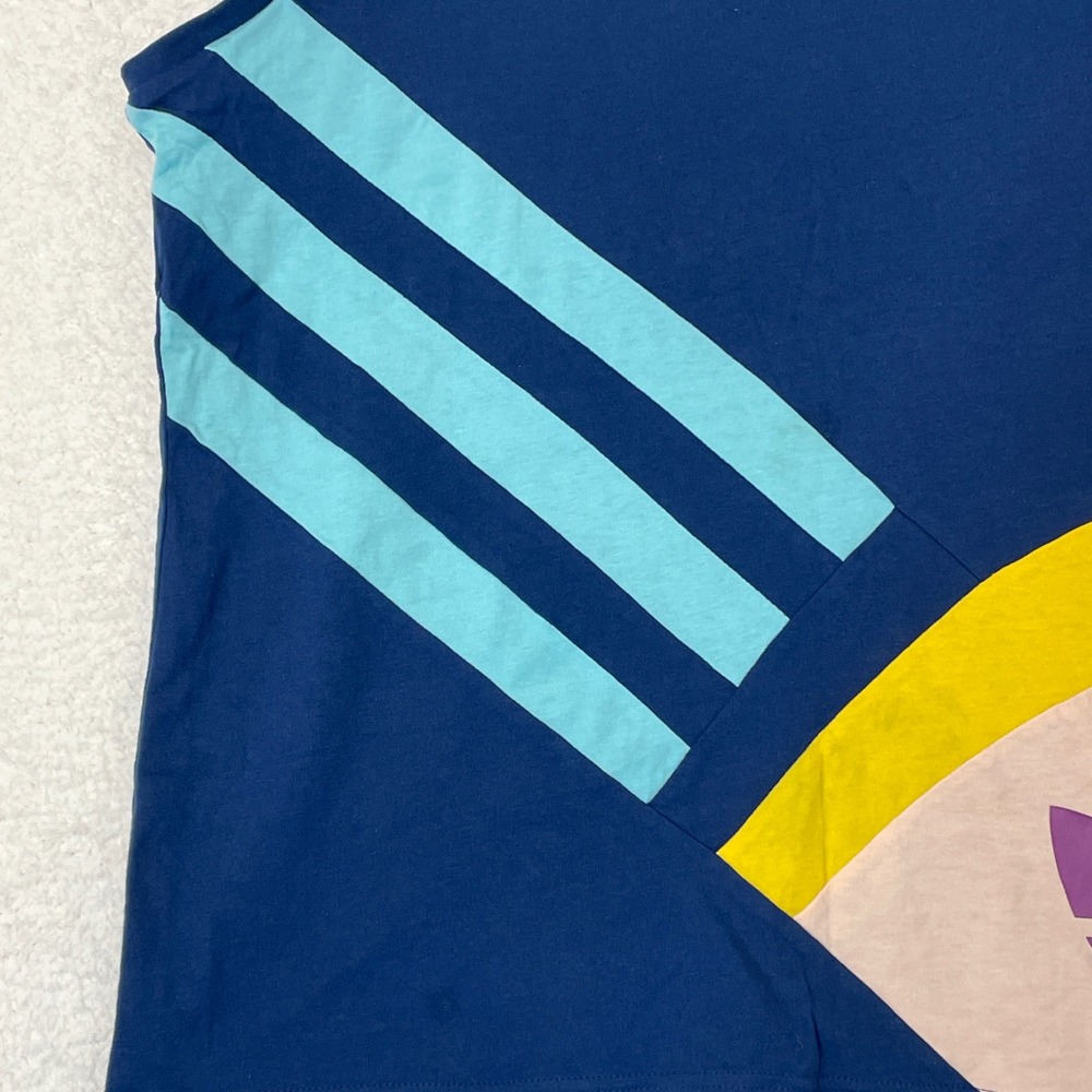 Adidas Originals Men L Navy Blue Colorblock Trefoil Tank Top Sleeveless Shirt - Picture 4 of 10
